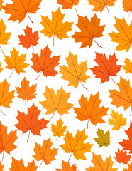 Obraz premium Seamless pattern of colorful maple leaves on a white background