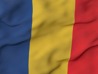 Obraz premium Wrinkled fabric Romania flag
