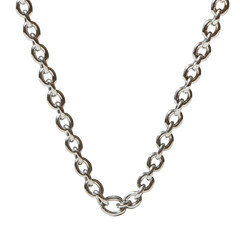 Elegant silver necklace with oval links forming a delicate chain isolated on transparent background