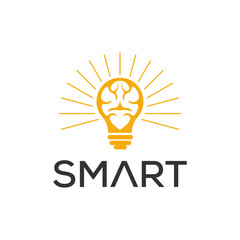 Smart thinking idea concept with lightbulb brain and heart for creative solutions