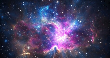 Vibrant nebula with glowing gas clouds and scattered stars in deep space