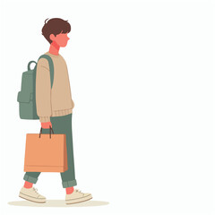 Vector a teenager carrying a shopping bag
