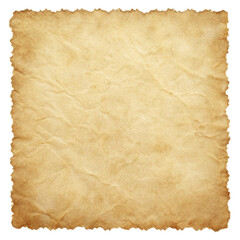 Aged Parchment Paper with Torn Edges on Transparent Background Texture Element