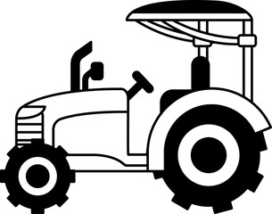 black and white illustration of a tractor