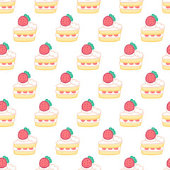 Cute Strawberry Cream Cake Sweet Dessert Pattern. Cute and sweet dessert design perfect for bakery, sweets, or food-themed projects.