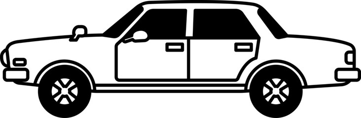 black and white isolate illustration of a car