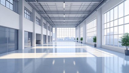 Modern Architectural Interior with Bright Sunlight and Spacious, Open Design