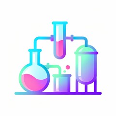 Chemical Industry Plant Vector Icon – Modern Flat Laboratory Factory Illustration in Pastel Gradient