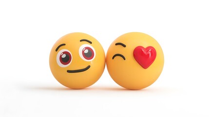 Obraz premium A cheerful emoji with heart-shaped eyes, smiling broadly, on a white background