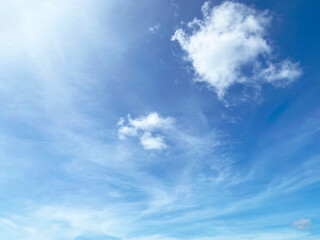 Fantastic soft white clouds against blue sky background