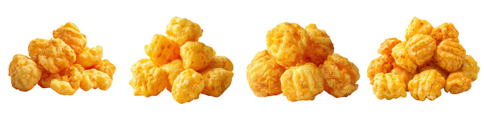 Puffed Corn Snacks Cheesy on Transparent Background