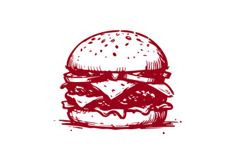 Cheeseburger hand drawn sketch vector illustration