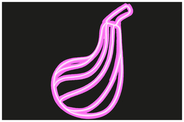 Pumpkin Fruit With Neon Line Art Style