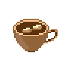 Cocoa pixel art. Vector illustration