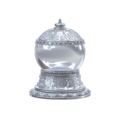 Ornate Silver Tibetan Prayer Wheel, Isolated on transparent background