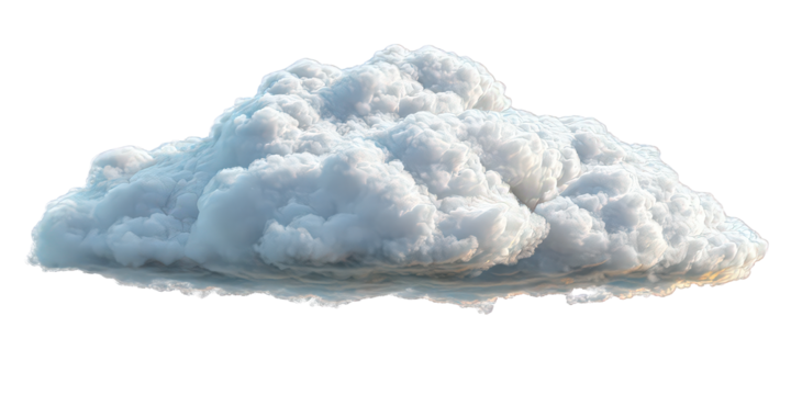 Isolated Fluffy White Cumulus Cloud on Transparent Background