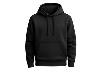 Black blank hoodie mockup with transparent background