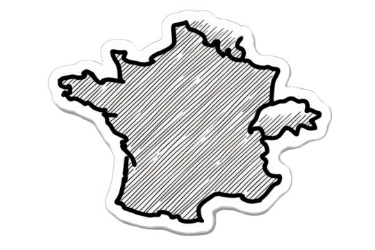 Outlined France Map Illustration