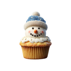 Adorable Snowman Cupcake for Winter Holidays
