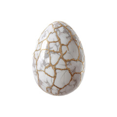 Luxurious White Marble Easter Egg with Golden Crackle Effect - 3D Render
