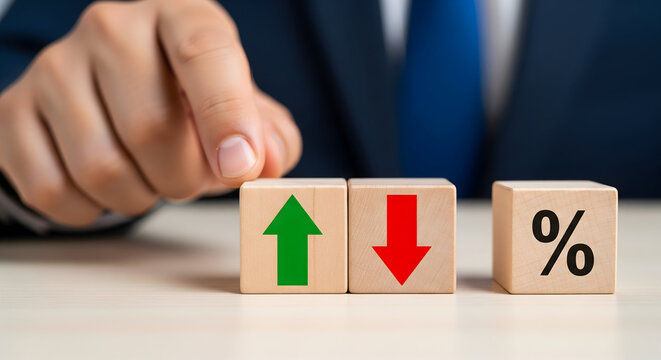 Business finance growth and decline concept with percentage symbol