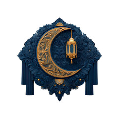 Ornate Crescent Moon and Lantern Ramadan Kareem Festive Design