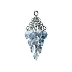 Elegant Light Blue Crystal and Silver Chain Charm Pendant
