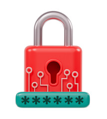 Password and lock icon. concept of data protection, privacy, Digital security and encryption. 3d render