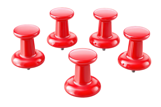 Red Pushpins On Transparent Background