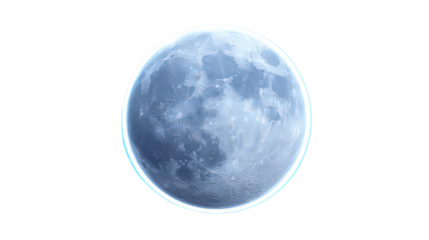 Full Moon on Transparent Background Detailed Lunar Surface