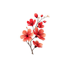 Vibrant Red Peach Blossoms on a Dark Background