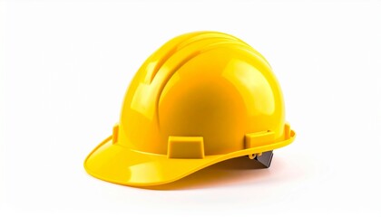 A vibrant yellow construction hard hat, a crucial piece of personal protective equipment for builders and engineers, isolated as a single object on a plain white background