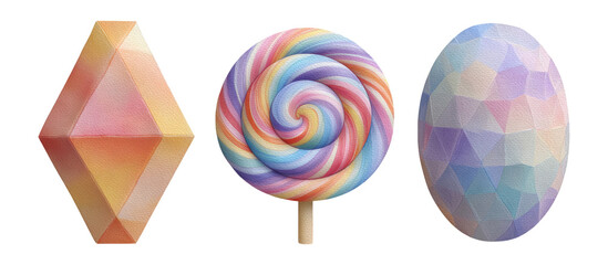 Fototapeta premium Artistic Rendering of Geometric Shapes with Colorful Background Elements