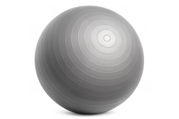 Gray exercise ball for fitness workout pilates with transparent background