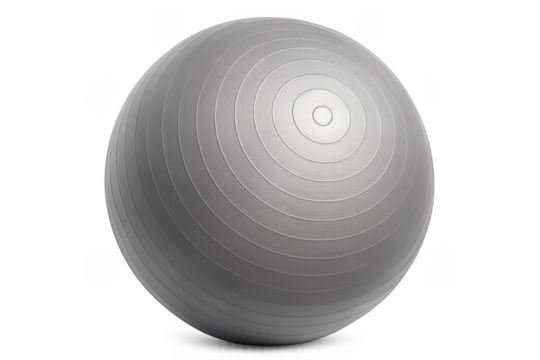 Gray exercise ball for fitness workout pilates with transparent background - Powered by Adobe