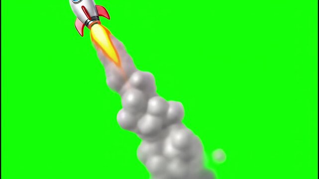 Launching Rocket on Green Screen Animated 3D