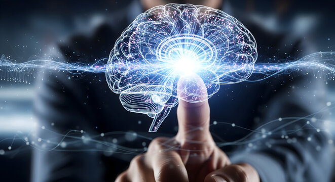 Intelligent mind network connection, human brain technology, digital innovation insight - Powered by Adobe