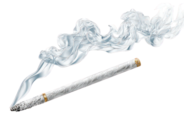 Silver Cigarette with White Smoke on Transparent Background