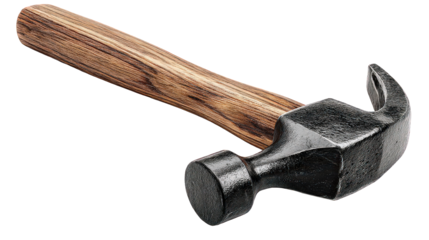 Wooden Handle Hammer Isolated On Black
