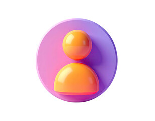 3D user icon, orange, on a purple circle (1)