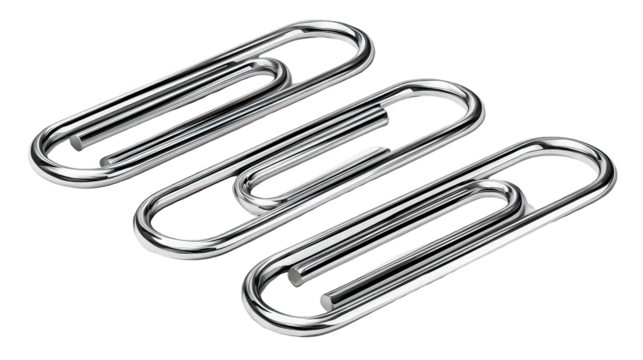Three Silver Paperclips Arranged Geometrically