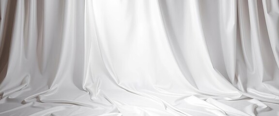 Naklejka premium Smooth, luxurious white satin fabric backdrop, bright, shiny