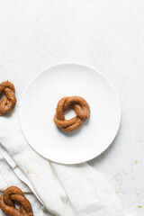 Overhead view of alkaki northern nigerian snack, Hausa doughnut made with wheat and sugar paste or honey