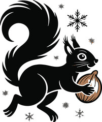 Christmas bear with Santa hat silhouette vector