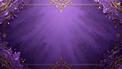 An Abstract Purple Background with Intricate Lacy Ornament and Golden Accents