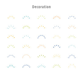 気づき　アクセント　サンバースト　集中線　半円　イラスト　ベクター　セット　バリエーション　素材　背景