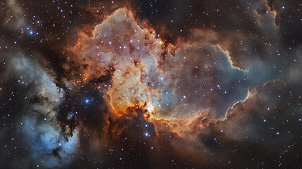 Obraz premium A mesmerizing view of the carina nebula, a vast starforming region in the milky way, showcasing its intricate clouds of gas and dust and brilliant stars