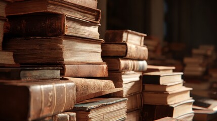 Vintage Books Stack Antique Library History