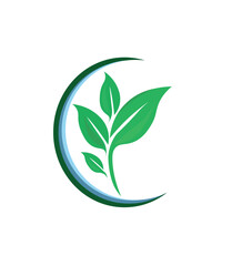 PrintECO icon. Green ecology concept icon with leaf for your design. Eco icon green leaf vector illustration isolated.. Green leaf icons set on white background. Vector vegetarian, vegan, eco