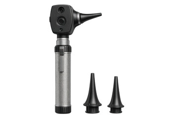 Otoscope examining ear health with medical equipment
